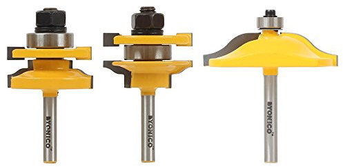 Yonico 12338q Ogee 3 Bit Raised Panel Cabinet Door Router Bit Set 1/4-Inch Shank