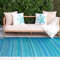 FAB HAB Outdoor-Teppich - wetterfest, farbecht, wendbar - recycelter Premium-Kunststoff - gestreift - Terrasse, Balkon, Garten, Flur, Bad - Kunststoffteppich Cancun Türkis und Mossgrün, 120x180 cm