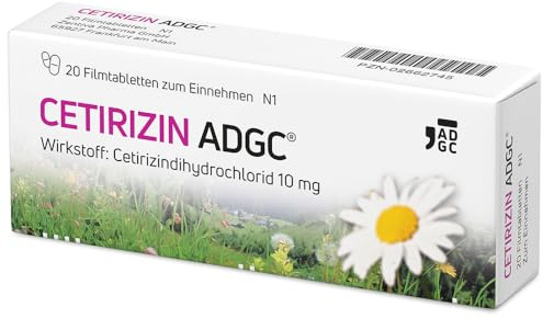 Cetirizin-ADGC® - 20 Stück - Allergie-Tablette mit schneller und langanhaltender Wirkung gegen Allergien, Heuschnupfen, Nesselsucht und tränende Augen - für Erwachsene und Kinder ab 6 Jahren