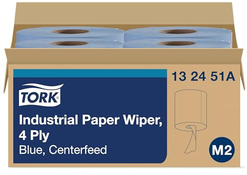Tork Paper Wiper Centerfeed Blue M2, High Absorbency, 4 x 190 Feet, 132451A