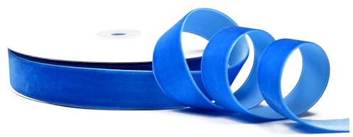 Creativery Samtband 22mm x 10m Rolle - Farbauswahl in 3/6/10/16/22/25/50mm - farbecht & waschbar - Schleifenband zum Nähen - Geschenkband zum Verpacken Dekorieren Basteln - Blau 352