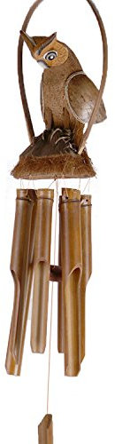 ART-CRAFT WSEN001 Windspiel Mobile Klangspiel Outdoor Inddor Eule aus Kokos und Bambus