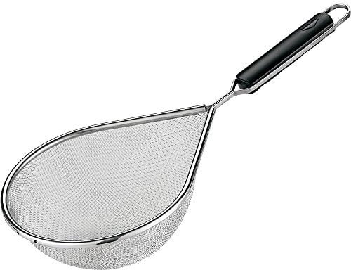 Paderno Colapasta, Colatutto, per scolare Pasta, Verdure, con Manico Lungo e Gancio, Acciaio Inox, Lavabile in Lavastoviglie, Dimensioni 22x18 cm