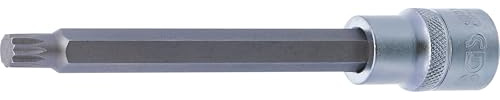 BGS 4333 | Bit-Einsatz | Länge 140 mm | Innenvielzahn (für XZN) M9 | Antrieb Innenvierkant 12,5 mm (1/2) | Chrom-Vanadium-Stahl | verchromt, matt | mit Rändelung