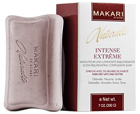 Makari Naturalle Intense Extreme Skin Lightening Soap 7oz. – Exfoliating, Purifying & Whitening Bar Soap With Shea Butter & SPF 15 – Anti-Aging Cleansing Treatment for Dark Spots, Acne Scars