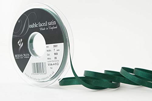 Berisfords 3501 Double Satin Ribbon, Forest, 20 m