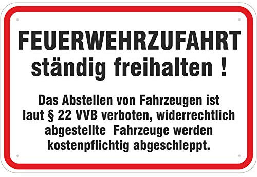 Schild Feuerwehrzufahrt aus Aluminium-Verbundmaterial 3mm stark 20 x 30 cm Achtung Feuerwehrausfahrt