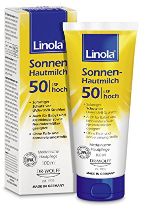 Linola Sonnen-Hautmilch LSF 50, 1 x 100 ml - Sonnenschutz für empfindliche und neurodermitische Haut