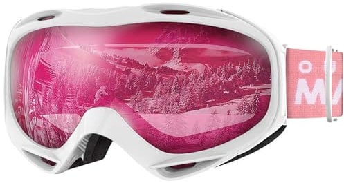 OutdoorMaster Unisex Skibrille OTG für Damen und Herren, Snowboard Brille Schneebrille 100% UV-Schutz skibrille für brillenträger, Anti-Nebel Snowboard Brille Ski Goggles für Jungen(VLT46%