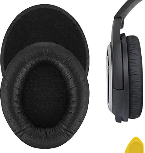 Geekria QuickFit Protein Leder Ersatz Ohrpolster für Sennheiser HD418, HD419, HD428, HD429, HD439, HD438, HD448, HD449 Kopfhörer Ohrpolster, Headset Ohrpolster Ersatzteile (Schwarz)