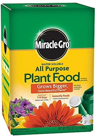 Miracle-Gro Water Soluble All Purpose Plant Food - Fertilizer For All Indoor or Outdoor Plants including Roses, Flowers, Vegetables, Houseplants, Trees, and Shrubs, 1.5 lbs.