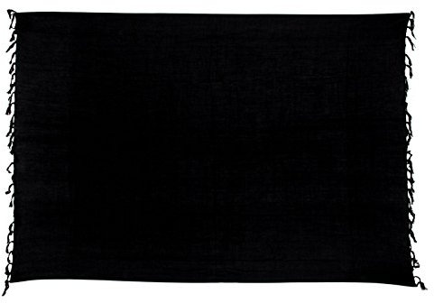 Ciffre Sarong Pareo Wickelrock Strandtuch Lunghi Dhoti Tuch Schlicht Uni Schwarz