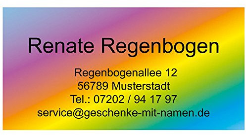 Visitenkarten Regenbogen mit Ihrer kompletten Adresse, 54 Stück, ca. 88 x 45 mm