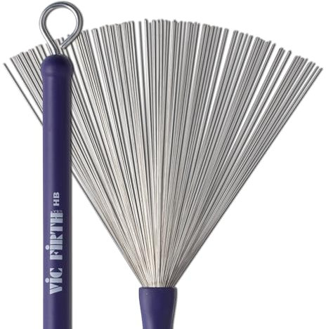 Vic Firth HB - Escobillas de batería, retráctil, calibre pequeño, mango morado rugoso