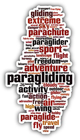 Paragliding Word Cloud Hochwertigen Auto-Autoaufkleber 8 x 15 cm