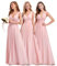Ever-Pretty Robe Demoiselle d'honneur Femme Longue Décolleté en V en Mousseline de Soie Classique 40 Rose Clair