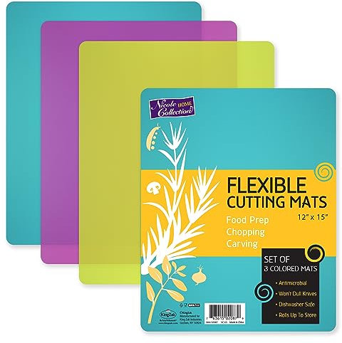 Lot de 3 tapis de planche à découper colorés en plastique souple