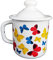 Emaille Tasse Becher mit Deckel 1 Liter ca 12cm Durchmesser/Retro Nostalgie Geschirr