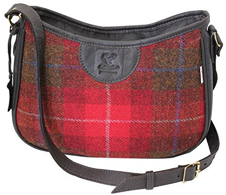 Schultertasche aus Wildleder, Schottenkaro, Harris Tweed Maria