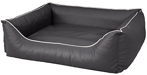 CopcoPet Hundebett Rocco Grau 110 x 90 cm – Wendebett aus pflegeleichtem Kunstleder – Waschbar & bequem – Mit erhöhtem Rand – Formstabiler Schlafplatz für große Hunde