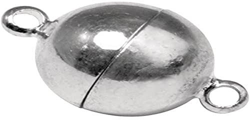 Rayher Magnetschließe, extra stark, 10 mm ø, 1 Stück, echt versilbert, Schmuckverschluss magnetisch, Kugelverschluss, Kettenverschluss rund, 2224162