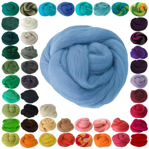 25g Filzwolle Märchenwolle Nassfilzen Trockenfilzen, unterschiedliche Farben, Farbe:hellblau