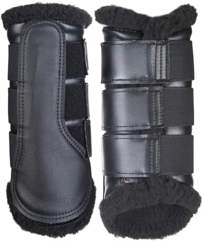 HKM 8585 Gamaschen Comfort, Teddyfutter Lederimitat-Kunstleder Anatomisch, schwarz/schwarz, XL