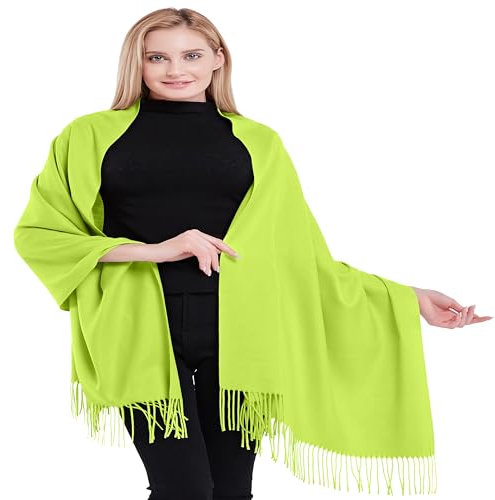 CJ Apparel Lindgrün 100% Kaschmir Zweilagige Schals Pashmina Handgemacht in Nepal Schultertuch Schal Umschlagtuch NEU