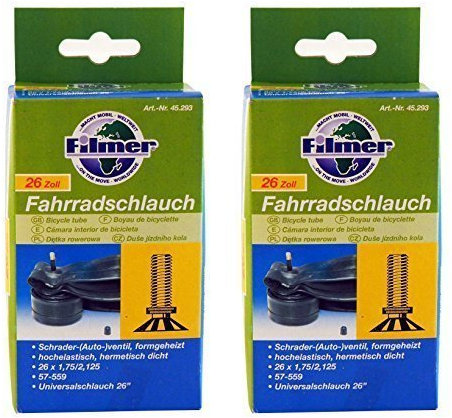 FILMER 10 x Fahrradschlauch 26 x 1,75/2,125, Schrader-(Auto-) ventil, 57-559