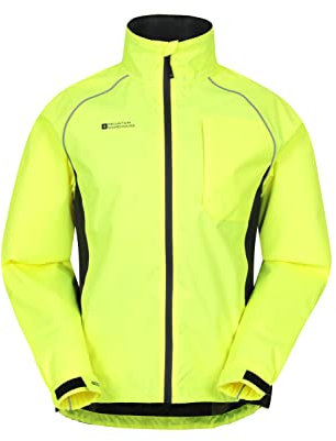 Mountain Warehouse Adrenaline Mens Waterproof Cycling Jacket - Reflective Mens Coat, Breathable Unisex Rain Coat - For Outdoors, Running & Walking Yellow XS