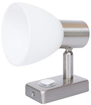 lighteu, 12V 2W D1 Decken- / Wandstrahler, Nickel-Finish, Nachttischlampe, Leselampe drehen und schwenken mit Touch-Schalter Dimmbares warmweißes/blaues Licht für Yacht, Caravan, RV