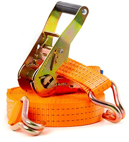 Pallit Spanngurt Zurrgurt mit Haken 8 m bis 3000 kg, bis 3,0 t / 3000 daN, zweiteilig 2-tlg Ratschengurt Orange, 35 mm Gurtbreite