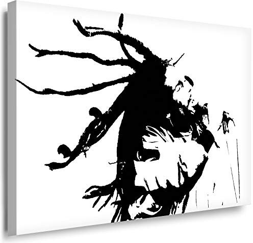 Julia-Art - Bilder Bob Marley Jamaika Leinwandbild - Sänger Legend Kunstdruck Wandbild XXL Kailrahmenbild Fertigbild 40 x 30 cm sw25-1