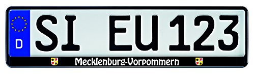 1 Paar Kennzeichenhalter schwarz mit Bundesland Motiv Wappen Bedruckt Kennzeichenhalterung Kennzeichenrahmen (Mecklenburg-Vorpommern)