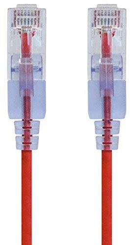 Monoprice SlimRun Cat6A Ethernet Patch Cable - Network Internet Cord - RJ45, 550Mhz, UTP, Pure Bare Copper Wire, 10G, 30AWG, 7 Feet, Red, 5-Pack