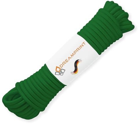 Dreamprint Expanderseil 20m Grün 8mm Ø - Gummiseil, Planenseil, elastisches Seil für Innen & Außen - Wetterfest & Reißfest - Ideal für Ladungssicherung, Planenbefestigung, Camping & Outdoor