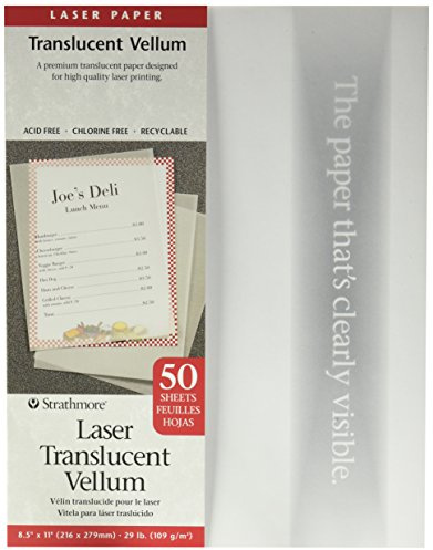Strathmore 59-854 Laser-Pergamentpapier, 21,6 x 27,9 cm, 50 Blatt, weiß/elfenbeinfarben