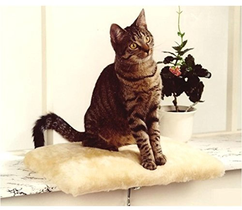 Silvio Design Katzen-Fensterliege Jacquard Plüsch beige