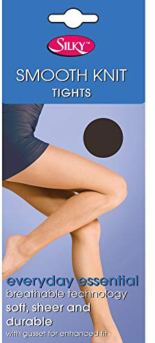 Silky Womens/Ladies Smooth Knit Tights (1 Pairs) (Large (42â€-48â€)) (Barely Black)