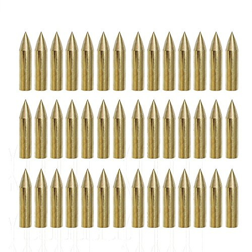 Huntingdoor 24pcs 8mm Archery Hunting Tips Arrows Broadheads 100 Grain Point Arrowheads for Bamboo Wooden Arrows(Gold)