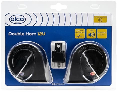 alca® Hupe Hoch-Tief 12 V elektrisch 480 Hz / 410 Hz Frequenz 110 dB laut schwarze Farbe universell für viele Fahrzeuge EU-zertifiziert
