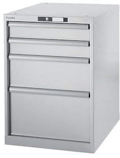 Lista | Werkbank-Baukastensystem | Unterbauschrank | Höhe 800 mm | 4 Schubladen | lichtgrau
