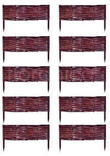 Floranica 10 Pezzi Recinzione in Vimini per aiuole 10 cm x 60 cm Palizzata in Salice Bordatura per aiuole Pannello da Giardino per Delimitazione di Sentieri Bordo per Prato