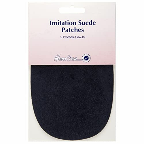 Hemline H699.S.NVY | 2x Navy Suede Sew-In Imitation Patch 10x15cm: by Hemline Haberdashery