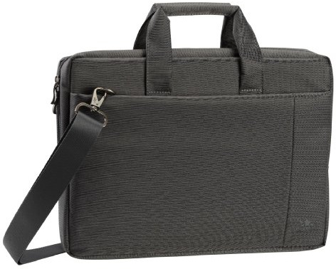 RIVACASE Laptoptasche bis 15.6“ – Kompakte Tasche mit zusätzlich gepolsterten Notebookfach und viel Stauraum – Schwarz