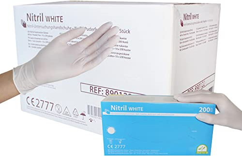 Medi-Inn Nitril white Einmalhandschuhe Puderfrei Big Box puderfrei weiß (10 x 200 = 2000 Stück, Größe: L)