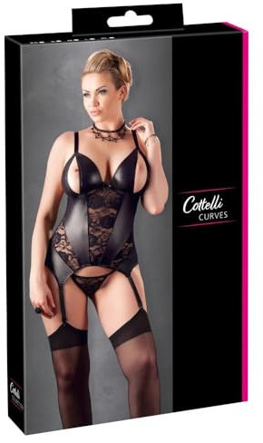 Cottelli Collection Plus Strapshemd offen, 4XL, schwarz