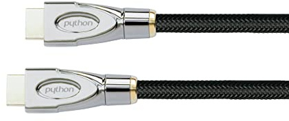 PYTHON® Series PREMIUM High-Speed-HDMI Anschlusskabel mit Ethernet - 4K2K / UHD / Ultra HD / Full HD - Kupferleiter (OFC), 3D-Unterstützung, Dreifachschirmung, Nylongeflecht - schwarz, 1,5 m