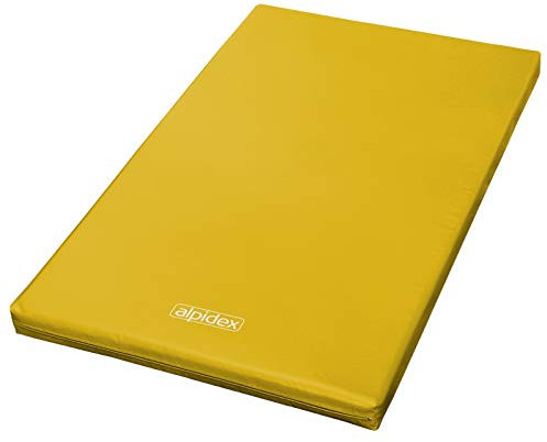 ALPIDEX Matte Turnmatte Sportmatte Gymnastikmatte 200 x 120 x 8 cm mit Antirutschboden RG 20 (sehr weich), Farbe:gelb