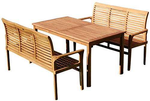 ASS Teak XL Set Gartentisch + 2 Bänke JAV-Alpen